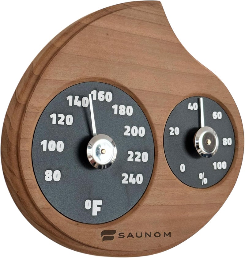 LUMERAM Premium Wooden Sauna Thermometer & Hygrometer - Large Numbers, Durable and Long Lasting, Easy to Install Sauna Thermometer Fahrenheit - Image 1